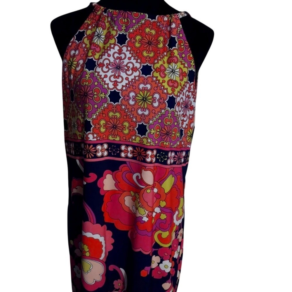 Trina Turk Halter Mini Dress Size 8 Multicolor Floral Lined Poly